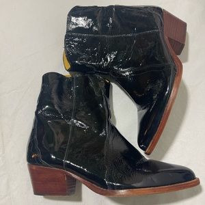 Black patent leather free people western Boots